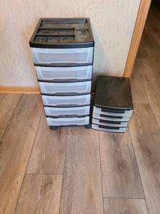 lot 1203 image: Organization drawers, 26x12x14 on rollers, plus a smaller one