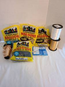 lot 1223 image: Balloons, clips, ribbon