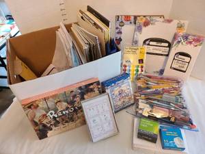 lot 1224 image: Greeting cards, scotch tape, pencils, letterhead, pads of paper.