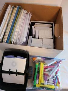 lot 1225 image: Index cards, paper, rolodex, markers.
