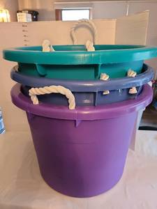 lot 1229 image: 3 large rope handled muck buckets