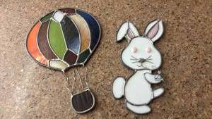 lot 1288 image: Stain Glass Bunny and Hot Air Balloon