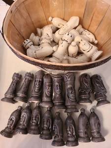 lot 1366 image: Ceramic chess pieces, King is 4in tall, no board included