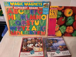 lot 1368 image: Jigsaw puzzles and Magic Magnets Alphabet Board.