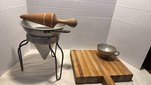 lot 1452 image: Stainless steel cone strainer and more