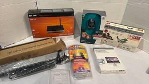 lot 1550 image: Computer Accessories Bundle - D-Link Router, HP Speaker, Webcam & More