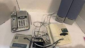 lot 1555 image: Electronics Bundle - Panasonic Phone, VAIO Speakers, Weather Radio