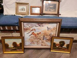 lot 1573 image: Framed wall decor, largest is 21x25