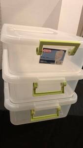 lot 1628 image: 3 Sterilite storage bins