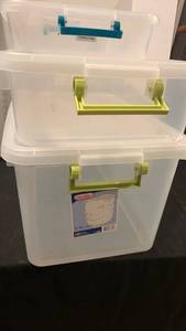 lot 1636 image: 3 Sterilite storage bins