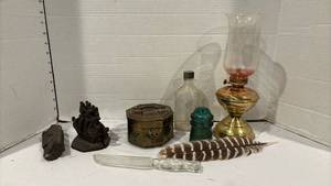 lot 1756 image: Oil Lamp , Bookends, and other Items