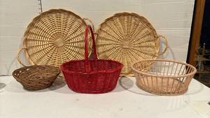 lot 1792 image: Wicker Baskets.  Including a red one
