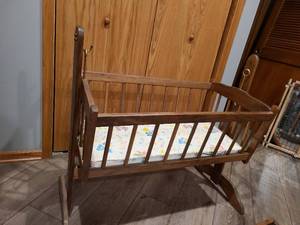 lot 1820 image: Tadd Industries wooden rocking cradle, 36 tall, 37 long, 23 wide