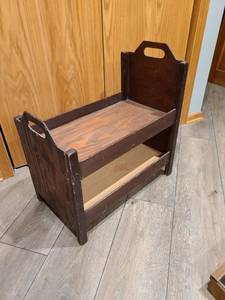 lot 1821 image: Wooden Doll Bed with Storage Shelf, 26x26x14