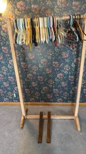 lot 2189 image: Wooden Rack with hangers and Two Tie Racks