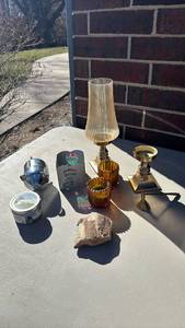 lot 3006 image: Brass Candle Holders, Piggy bank and other items
