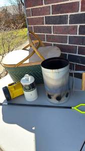 lot 3024 image: Picnic basket, Propane, Flashlight, Charcoal Starter and Line Holder