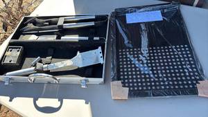 lot 3025 image: Grilling Tools in Box with Non Stick Grill Pan