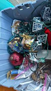 lot 3052 image: Box of Christmas Tree Decorations and more