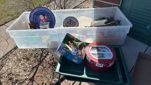 lot 3120 image: Christmas Decorations Collection with Storage Bin