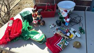 lot 3123 image: Santa Bubble Blower, Dish Towels and  more
