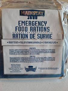 lot 3320 image: Mainstay Emergency Food Rations, 3600 Calorie Food Bars, 9 packs
