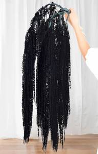 lot 22511 image: 5Pcs Black Dried Amaranthus Hanging Flowers - 23 Real Preserved Dried Flowers for Halloween Garlands, Wedding Arch Flowers, Black Wisteria Flowers Arrangement, Unique Wall Hanging Decor - Retail $16