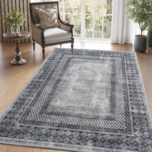 lot 50702 image: NICETOWN Machine Washable 3x5 Area Rugs - Non-Slip Grey Soft Rug with Rubber Back Foldable Lightweight Carpet Stain Resistant Pet & Kids Friendly Indoor Mat for Kitchen Bedroom Living Room, Grey - Retail $30