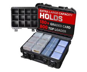 lot 50709 image: Graded Card Case Storage Box Extra Large Trading Card Storage Box with 8 Adjustable Dividers Baseball & Sports Card Storage Case Fits PSA, BGS, SGC, Toploaders & Magnetic Holders - Retail $70