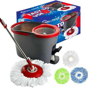 lot 50715 image: Simpli-Magic Spin Mop and Bucket with Foot Pedal & 3 Microfiber Heads (1 Year Warranty) - Retail $40