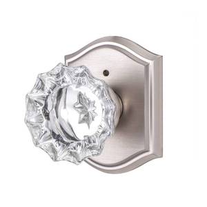 lot 7736 image: CLCTK Premium Glass Door Knobs for Interior Doors, Bathroom Bedroom Door Knobs with Lock, Door Knobs Interior Brushed Nickel - Retail $36
