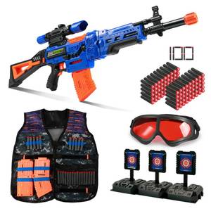 lot 22679 image: Bigpower Electric Kids Toy Sniper Rifle with Scope Tactical Vest Kit,4 in 1 Automatic Kids Sniper Rifle Toy Guns for Boys 8-12,Rifle Dart Guns Big Size,Toy Guns with Removable Magazines 2 Pcs - Retail $41