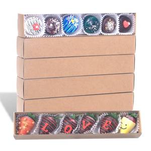 lot 22680 image: 50 Pack Long Strawberry Boxes Macaron boxes Truffle Boxes Cocoa Bombs Boxes Cookies boxes Bakery Boxes(12x22�x2 Inches) - Retail $28