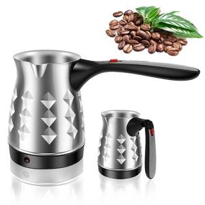 lot 22682 image: LYIYEYAN Turkish Coffee Maker, Stainless Steel 500ml Turkish Coffee Machine with Folding Handle, 5 to 6 Cups Capacity Turkish Coffee Pot, Electric Coffee Tea Warmer Kettle for Home Travel (Diamond) - Retail $21
