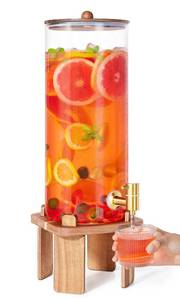 lot 22687 image: 2 Gallon Large Drink Dispenser for Parties,Glass Beverage Dispenser with Stand,Glass Water Dispenser with Airtight Valve,Lemonade Dispenser for Fridge,Water, Juice,Punch,Cocktails,Ice Tea & Sun Tea-8L - Retail $49