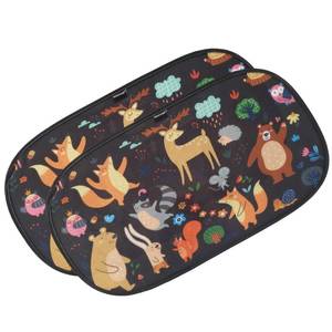 lot 33262 image: Window Shade-(2 Pack)-XL-25 x 16-Colorful Cartoon Animal Designs, Cling Car Sun Shade for Windows - Sun, Glare and UV Rays Protection for Your Child - Baby Car Shades for Side Window by Enovoe - Retail $14