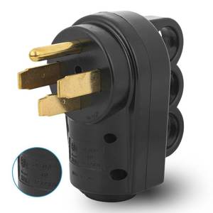 lot 33265 image: Carvmpin 50 Amp RV Plug, NEMA 14-50P Male Plugs with Easy to Grip Handle, 125250V Heavy Duty Replacement Male Plug for Camper Trailer, ETL Listed