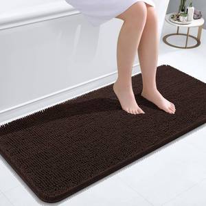 lot 33292 image: OLANLY Bathroom Rugs 47x20, Extra Soft Absorbent Chenille Bath Rugs, Rubber Backing Quick Dry, Machine Washable Bath Mats for Bathroom Floor, Tub and Shower, Home Decor Accessories, Brown - Retail $33