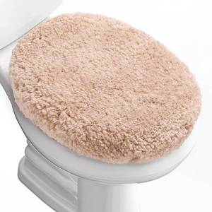 lot 33308 image: Baahrnom Luxury Soft Microfiber Toilet Lid Cover Machine Washable Solid Toilet Seat Cover 17.5 x 15 Adjustable Rubber Backing Fits Most 16-17.5 L x 14-16 W Round Oblong and Elongated Toilet Seat - Retail $18