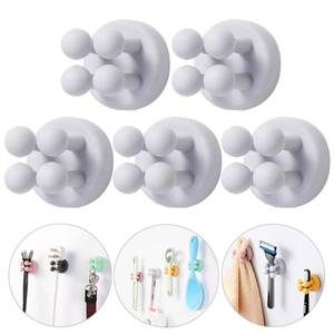 lot 33318 image: iBetterLife 6Pcs Toothbrush Holders for Bathrooms - Self-Adhesive Wall Mount to Mirror for Clipping & Hanging Shower Razor Towel Plug Cable, Utility Hooks for Home Kitchen Office Dorm Room Essentials - Retail $9