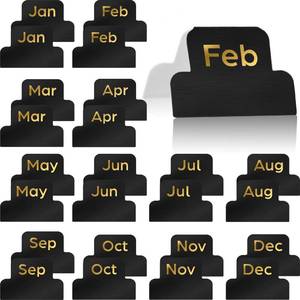 lot 41344 image: Outus 24 Pieces Monthly Adhesive Tabs for Planner - Designer Accessories Monthly Tabs Stickers Decorative for Office Planners Organizations Sturdy Notebook Planners Journal(Black) - Retail $7