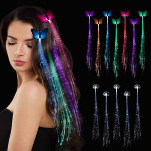 lot 41353 image: Led Light Up Fairy Hair Accessories Braid Extension Butterfly Clips for Women Girls, Glow in the Dark Party Favors Supplies Neon Rave Accessories Wig for Festival Halloween Christmas Birthday 12 pcs - Retail $16