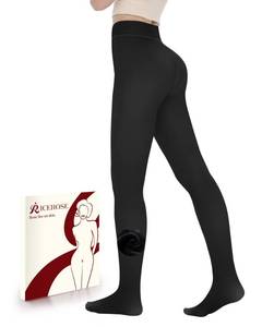 lot 41369 image: IceROSE Fleece Lined Tights Women - Sheer Black Thermal Leggings Thick Warm Pantyhose Fake Translucent Dress for Cold Winter - Retail $13