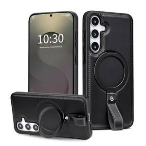 lot 41371 image: Butaiga for Samsung Galaxy S23 Plus Case Leather with Stand, Anti-Slip Grip Ring, Fits for MagSafe (Black, S23 Plus) - Retail $12