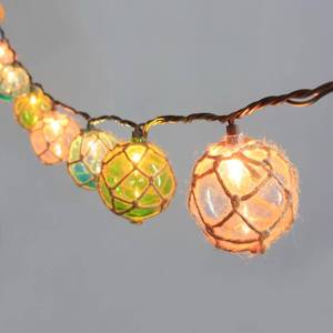 lot 44734 image: Decorative String Lights Plug in with 10 Incandescent Bulbs, Nautical Fishing Float String Lights Connectable Weatherproof for Indoor Home Tiki Bar Decor and Outdoor Patio Decorations (Three-color) - Retail $25