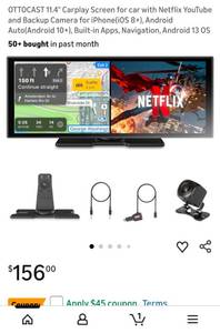 lot 44747 image: CarPlay Video Player with Touch Screen and Voice Assistant - Retail $129