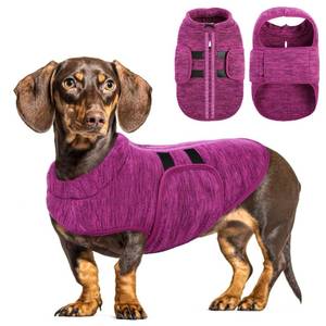 lot 58676 image: Queenmore Small Dog Sweaters, Soft Fleece Vest Pullover Dog Jacket with Leash Hole, Warm Winter Dogs Clothes Cold Weather Doggy Dachshund Sweater for Small Dogs Cats Boy or Girl (Cationic Berry, XS) - Retail $24