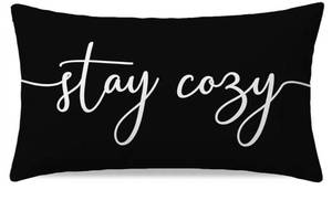 lot 58690 image: PANDICORN Black and White Pillow Cover 12x20 Inch, Stay Cozy Modern Farmhouse Lumbar Decorative Cushion Case for Couch Sofa or Bed, Minimalist Living Room or Bedroom Home Decoration Accent - Retail $10