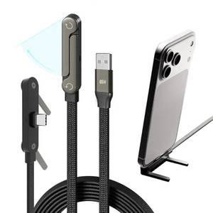 lot 58697 image: NKV USB A to USB C Cable 65W Fast Charging Cable 5 FT Invisible Stand Charging Cable Flat USB c Cable,USB c Cable Right Angle for iPhone 17 Series, Samsung Galaxy S25 S24 Ultra etc (Black) - Retail $17