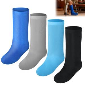 lot 58698 image: Wopgrty 4 Pcs Leg Cast Cover, Medium Short Cast Sock, Leg Guards, Suitable for Foot Men Women Below The Knee(Black, Gray, Blue, Light Blue) - Retail $17